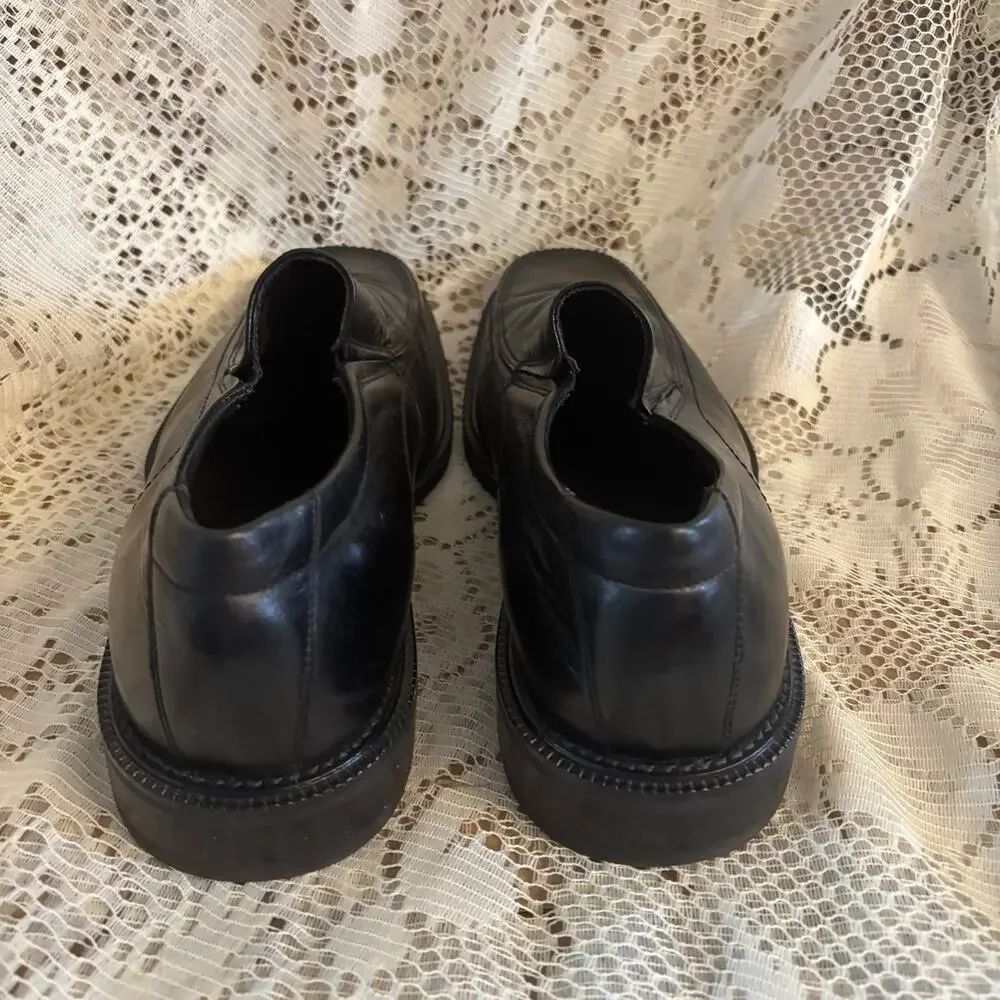 Johnston & Murphy Men's Size 43 M (9.5-10) Black Leather Square Toe Loafer Shoes
